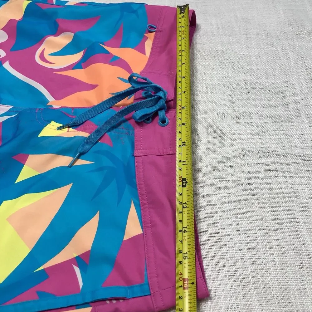 Chubbies Swim Trunks Mens 33 Blue Pink Neon Geo Print 6” Unlined Pockets Retro
